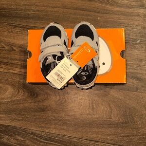 Kids Lightweight Gray and Black Sneakers with Hook-and-Loop Straps